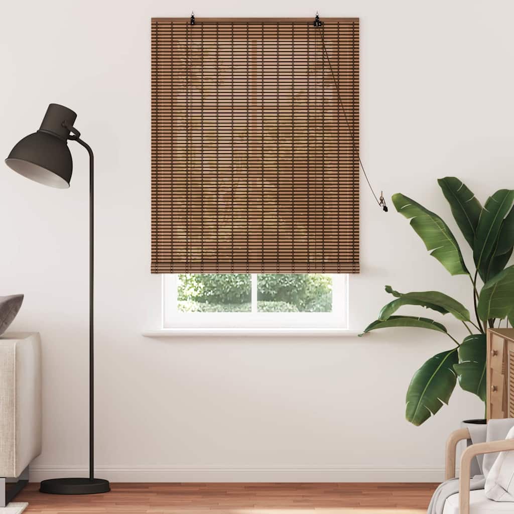 Vidaxl rolgordijn met gordijnen bruin 100 x 220 cm bamboe