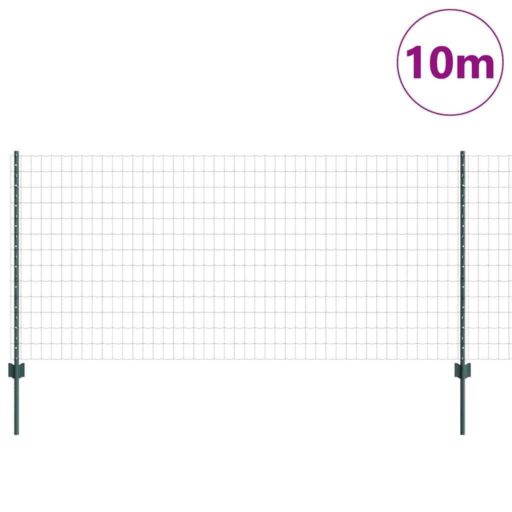 Vidaxl hek met paal groen 1 x 10 m staal en pvc
