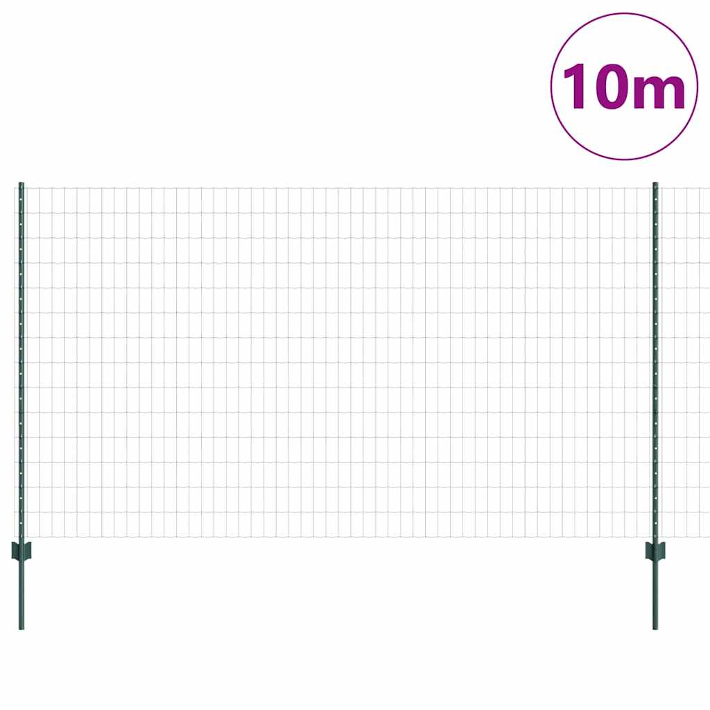 Vidaxl hek met paal groen 1,4 x 10 m staal en pvc