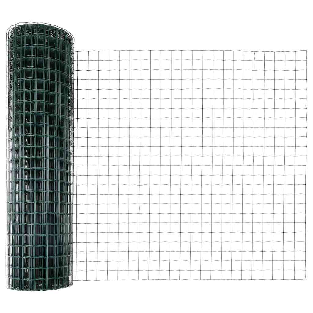 Vidaxl euro-hek met palen 10 x 1 m pvc-coated staal groen mesh