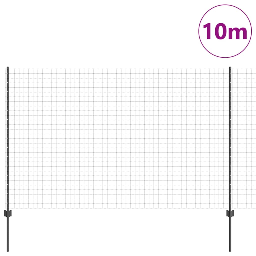Vidaxl hek met paal grijs 1,5 x 10 m staal en pvc