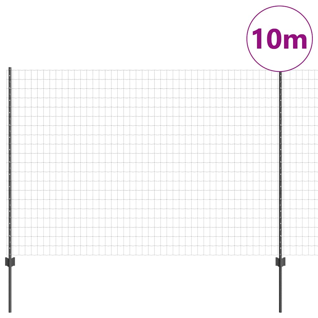 Vidaxl hek met paal grijs 1,5 x 10 m staal en pvc