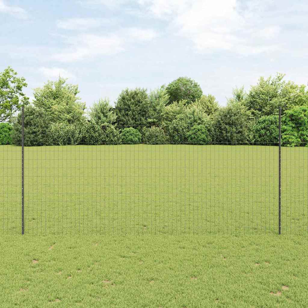 Vidaxl hek met paal grijs 1,5 x 10 m staal en pvc