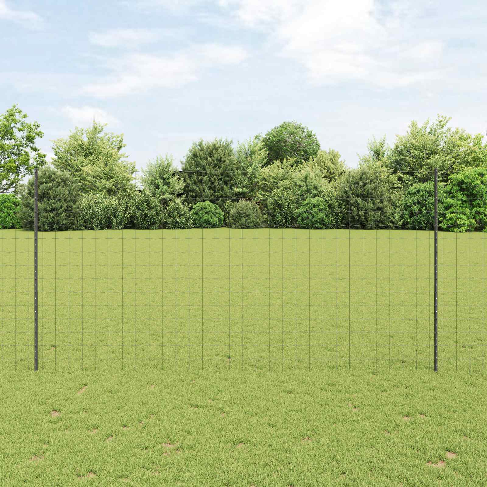 Vidaxl hek met paal grijs 1,5 x 10 m staal