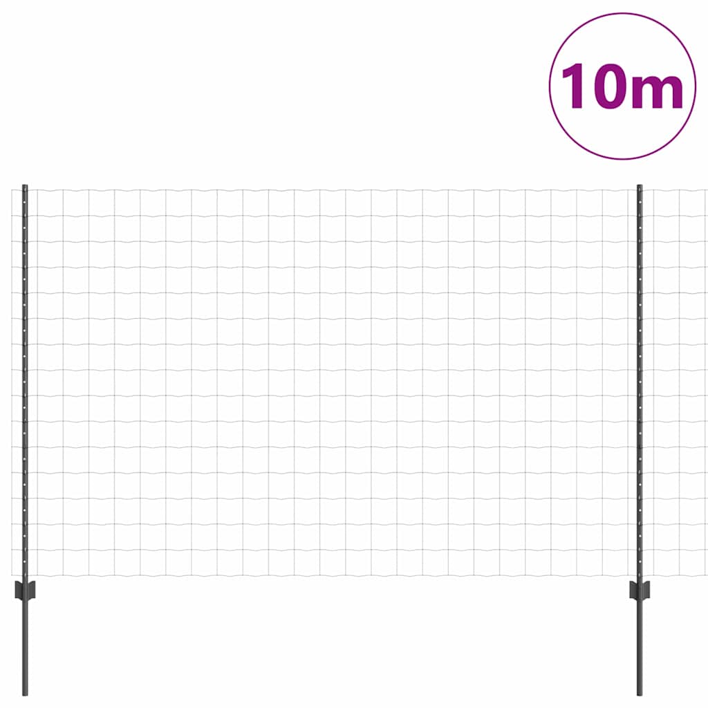Vidaxl hek met paal grijs 1,6 x 10 m staal en pvc