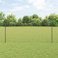Vidaxl hek met paal grijs 1 x 25 m staal en pvc