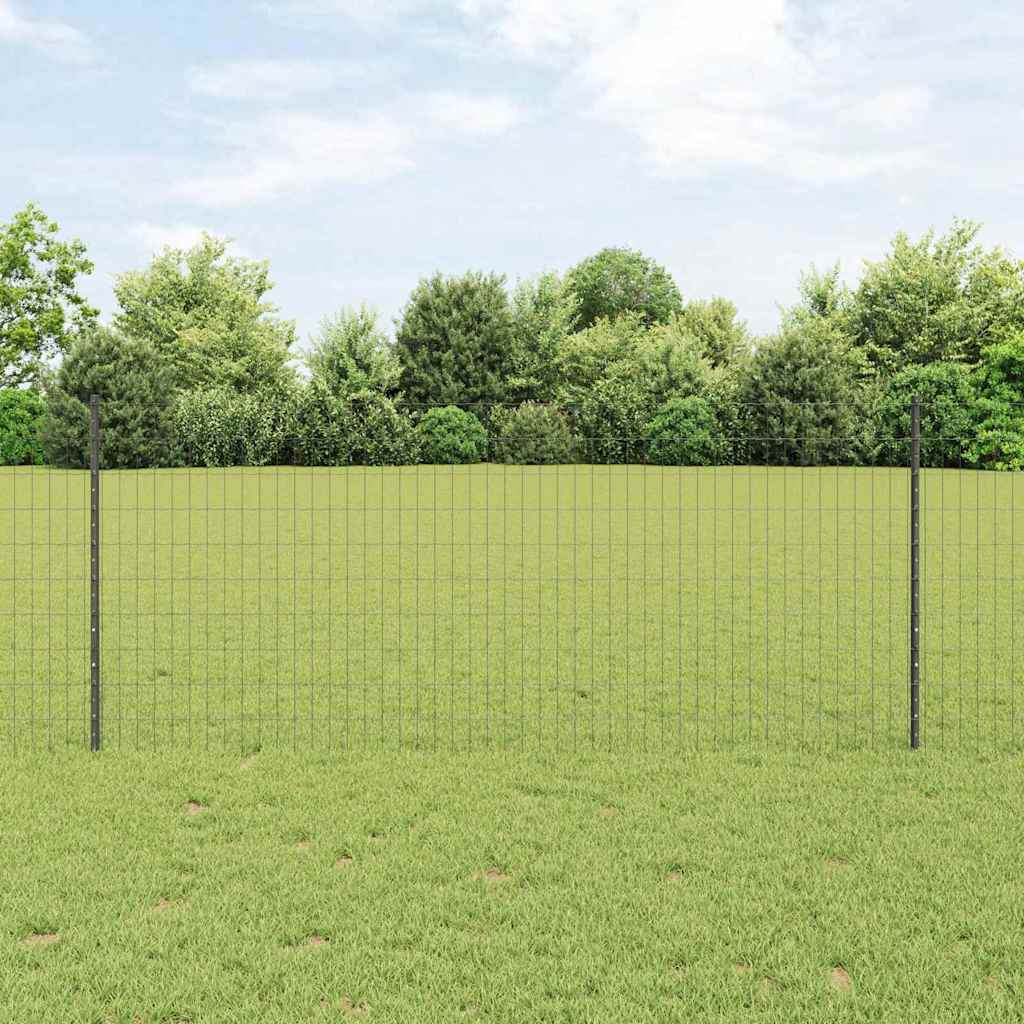 Vidaxl hek met paal grijs 1 x 25 m staal en pvc