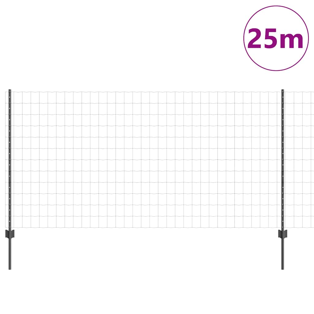 Vidaxl hek met paal grijs 1,2 x 25 m staal en pvc