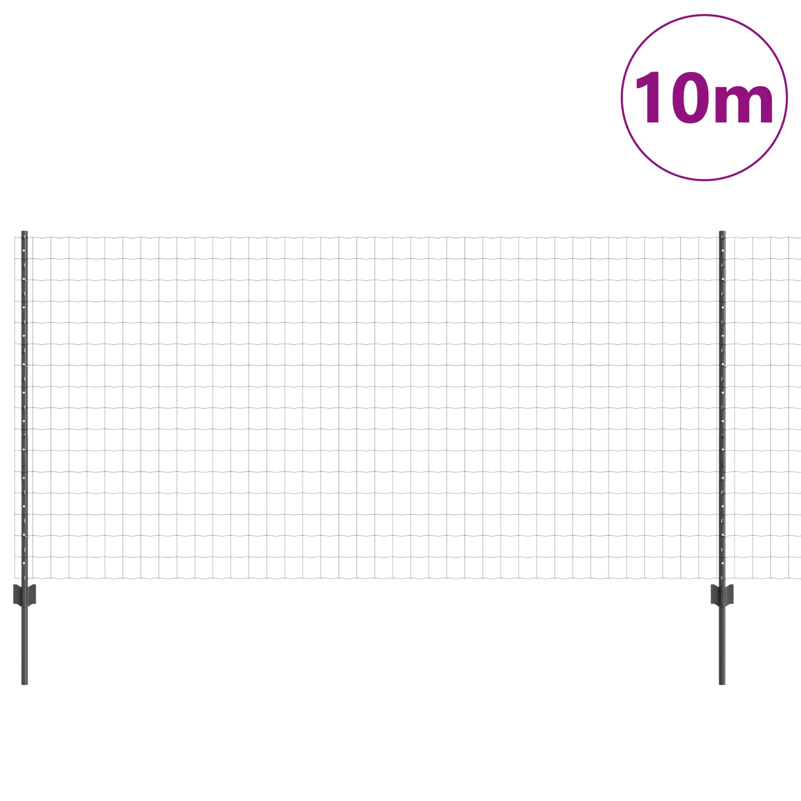 Vidaxl hek met paal grijs 1,2 x 10 m staal