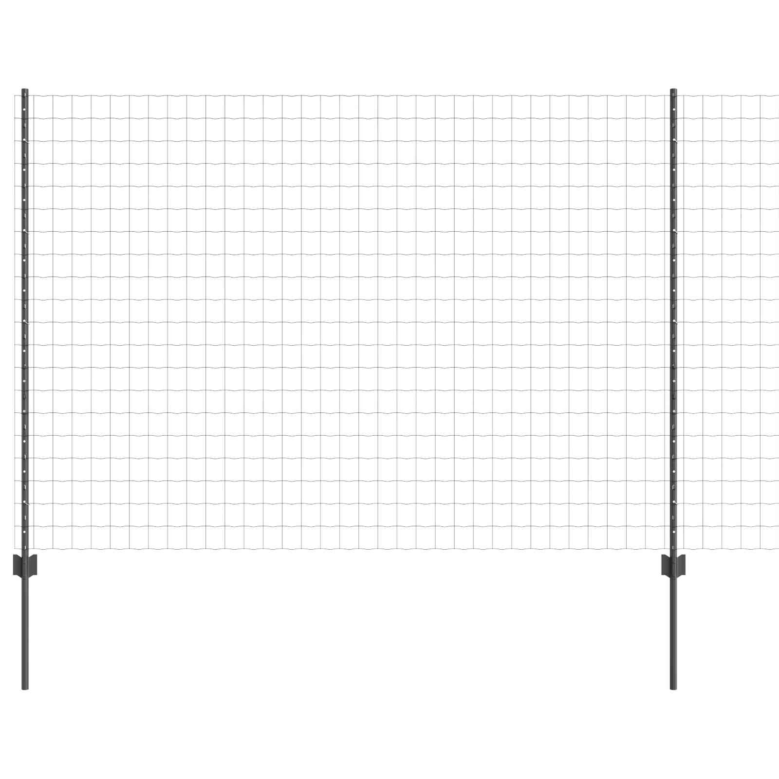 Vidaxl hek met paal grijs 1,5 x 10 m staal
