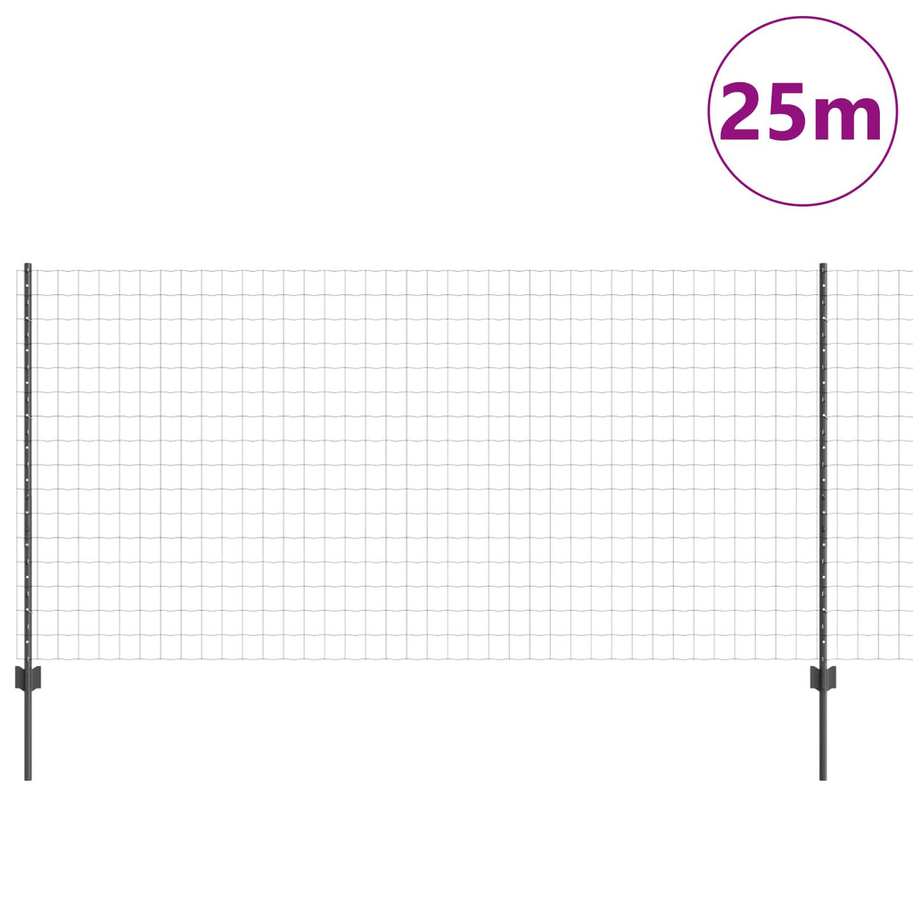 Vidaxl hek met paal grijs 1,2 x 25 m staal