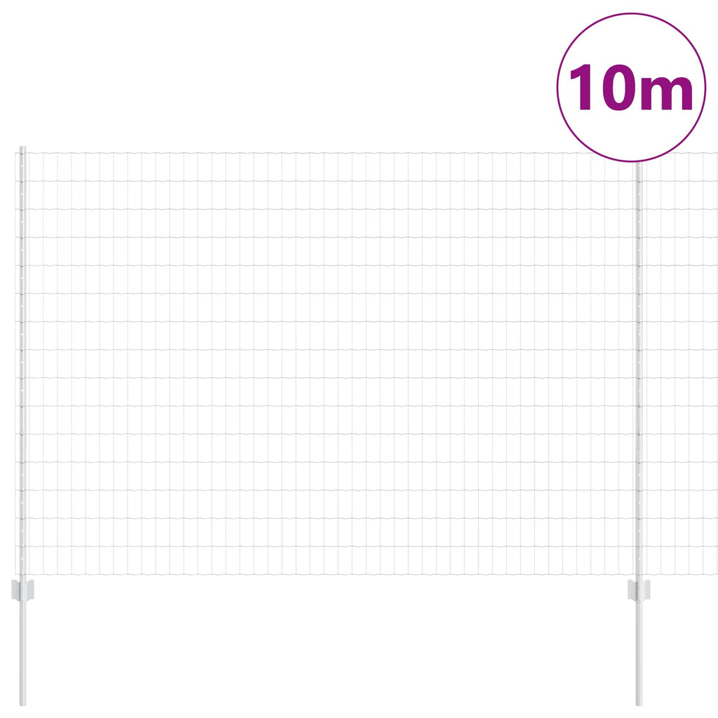 Vidaxl hek met paal zilver 1,5 x 10 m staal