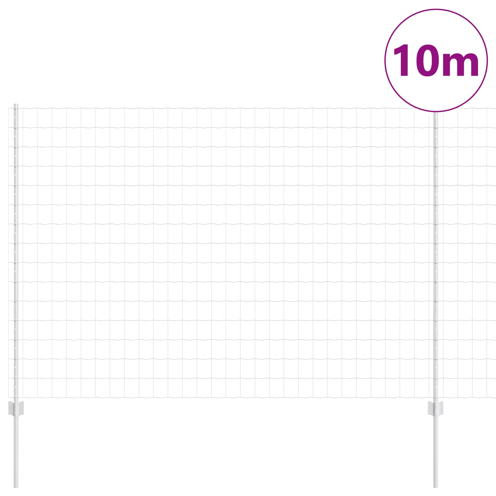 Vidaxl hek met paal zilver 1,5 x 10 m staal