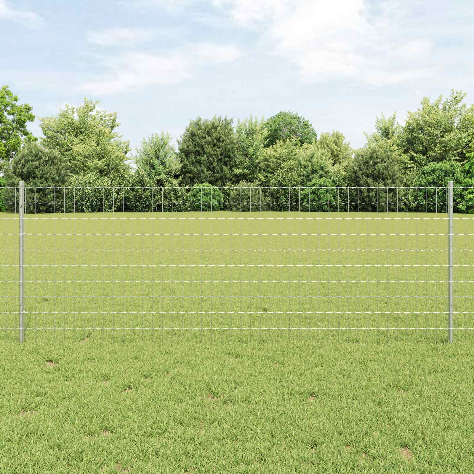 Vidaxl hek met paal zilver 0,8 x 25 m staal