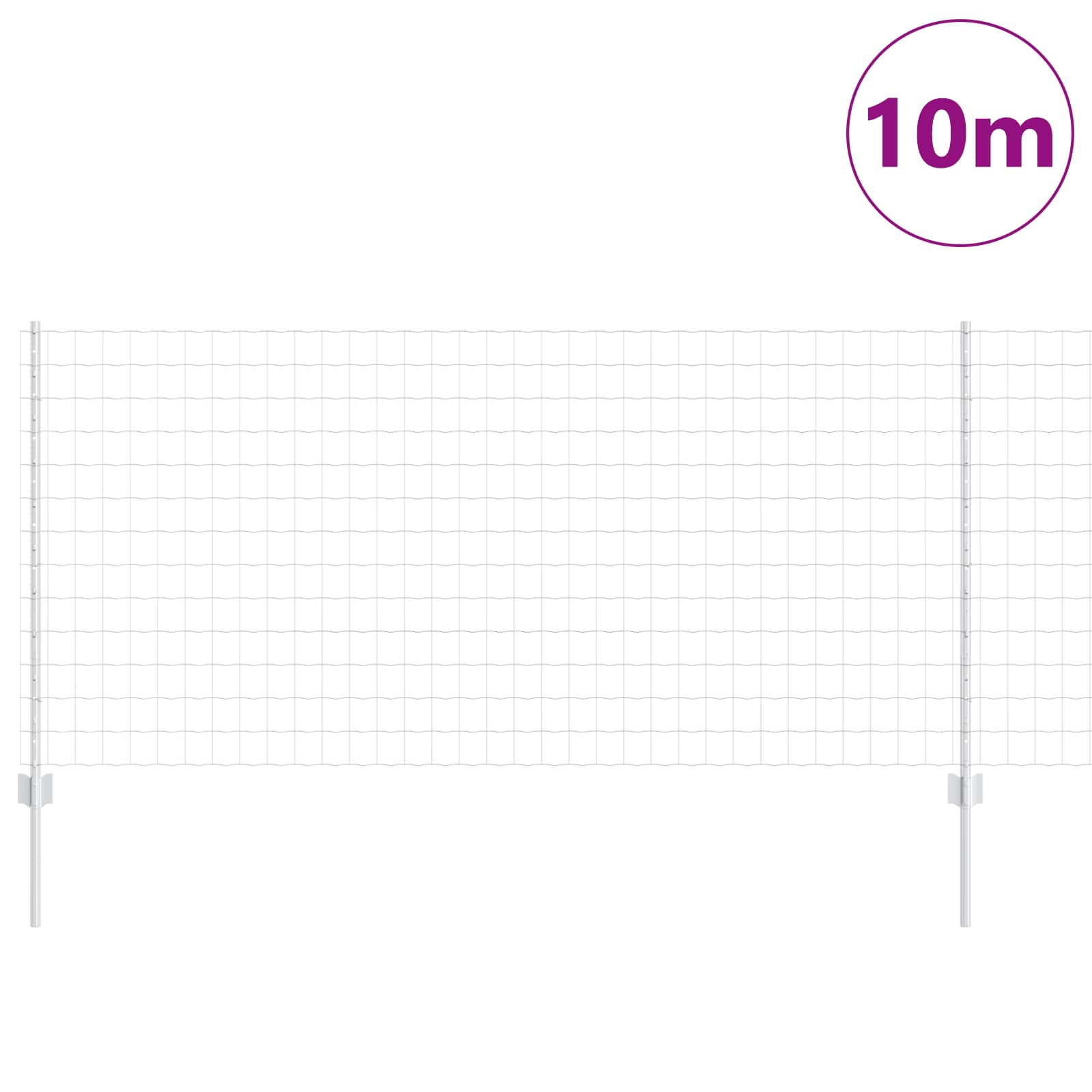 Vidaxl hek met paal zilver 1 x 10 m staal