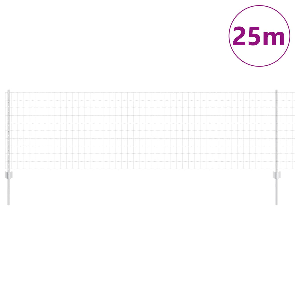 Vidaxl hek met paal zilver 0,8 x 25 m staal