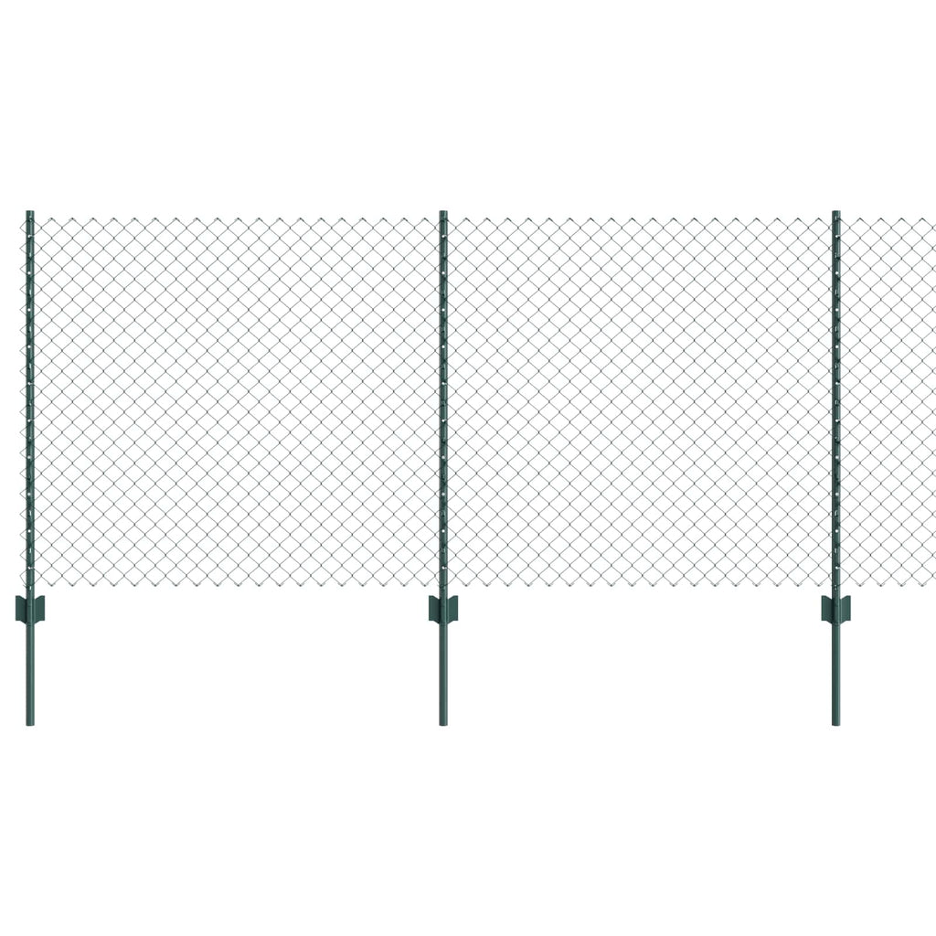 Vidaxl hek met paal groen 1 x 10 m staal en pvc