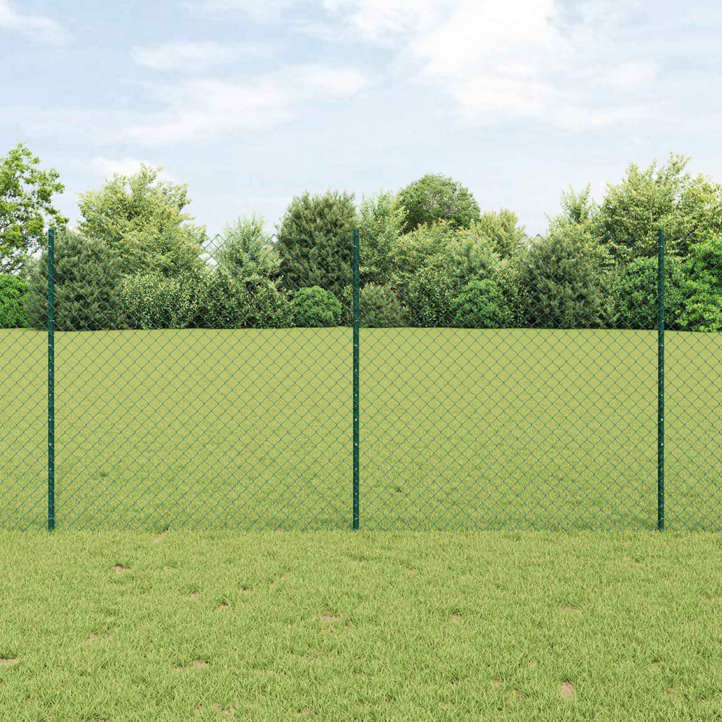 Vidaxl hek met paal groen 1,2 x 10 m staal en pvc