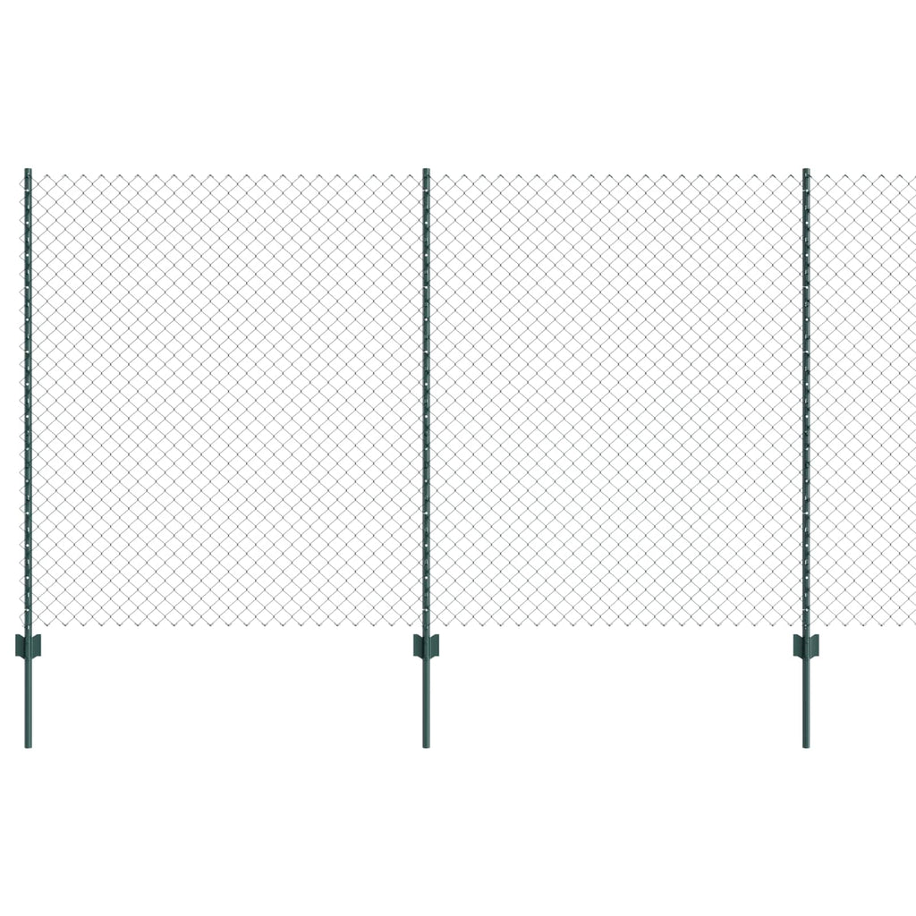 Vidaxl hek met paal groen 1,4 x 10 m staal en pvc