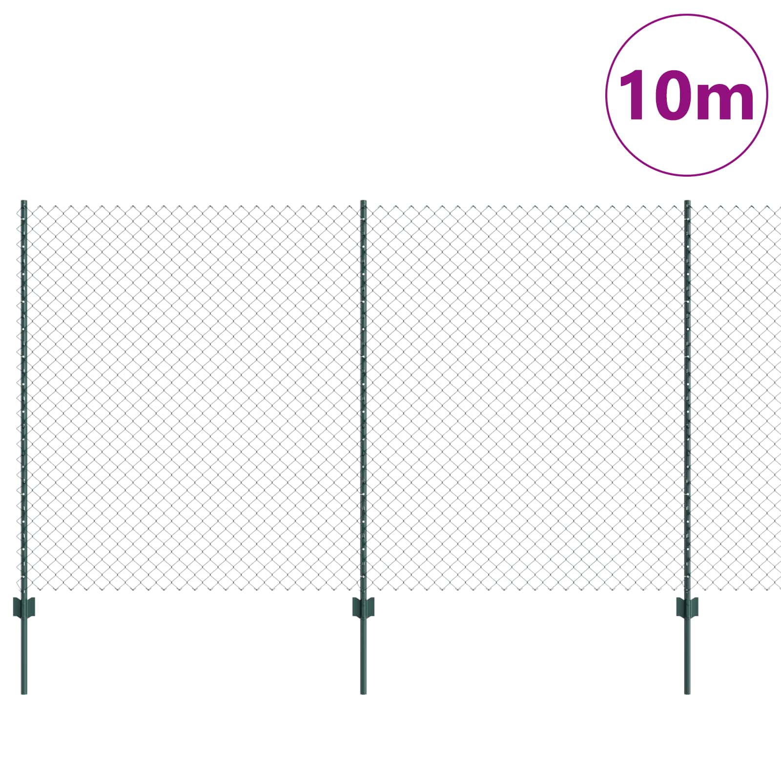 Vidaxl hek met paal groen 1,4 x 10 m staal en pvc