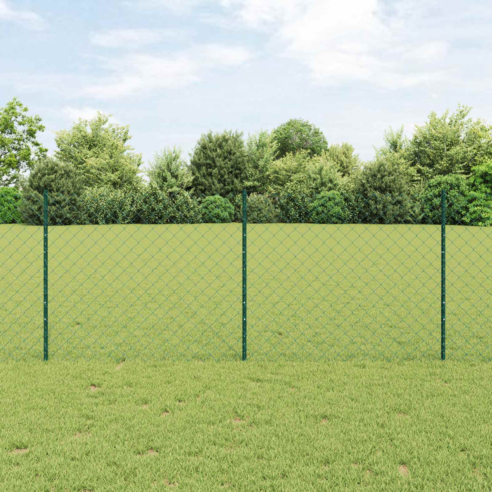 Vidaxl hek met paal groen 1 x 10 m staal en pvc