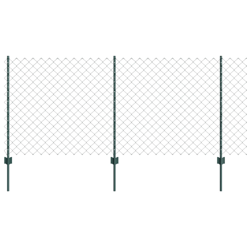 Vidaxl hek met paal groen 1 x 10 m staal en pvc