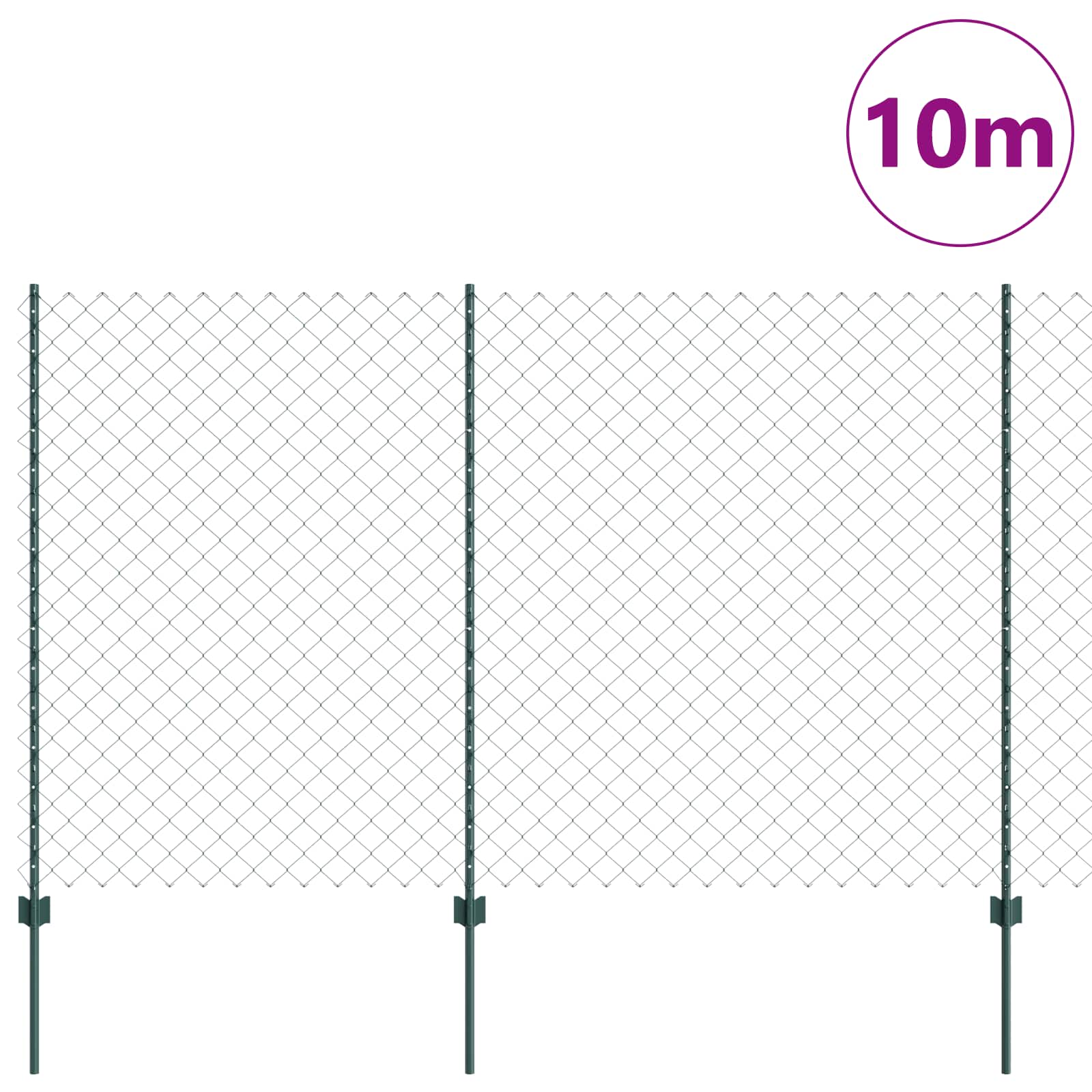 Vidaxl hek met paal groen 1,5 x 10 m staal en pvc