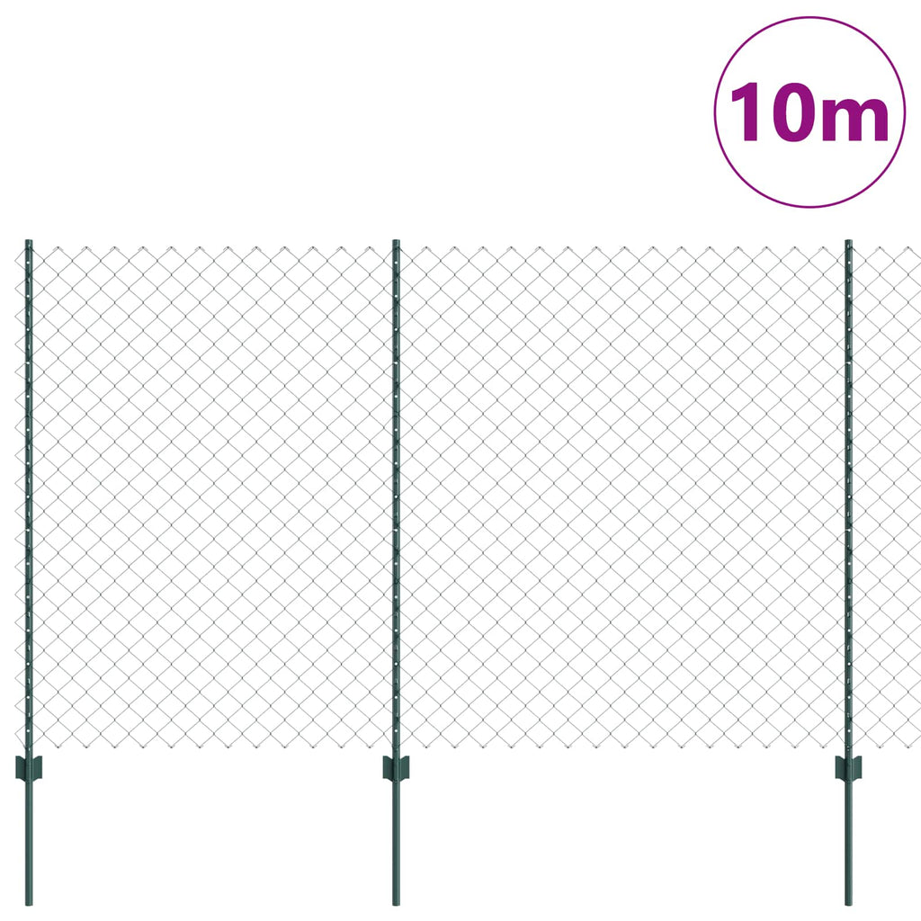 Vidaxl hek met paal groen 1,6 x 10 m staal en pvc