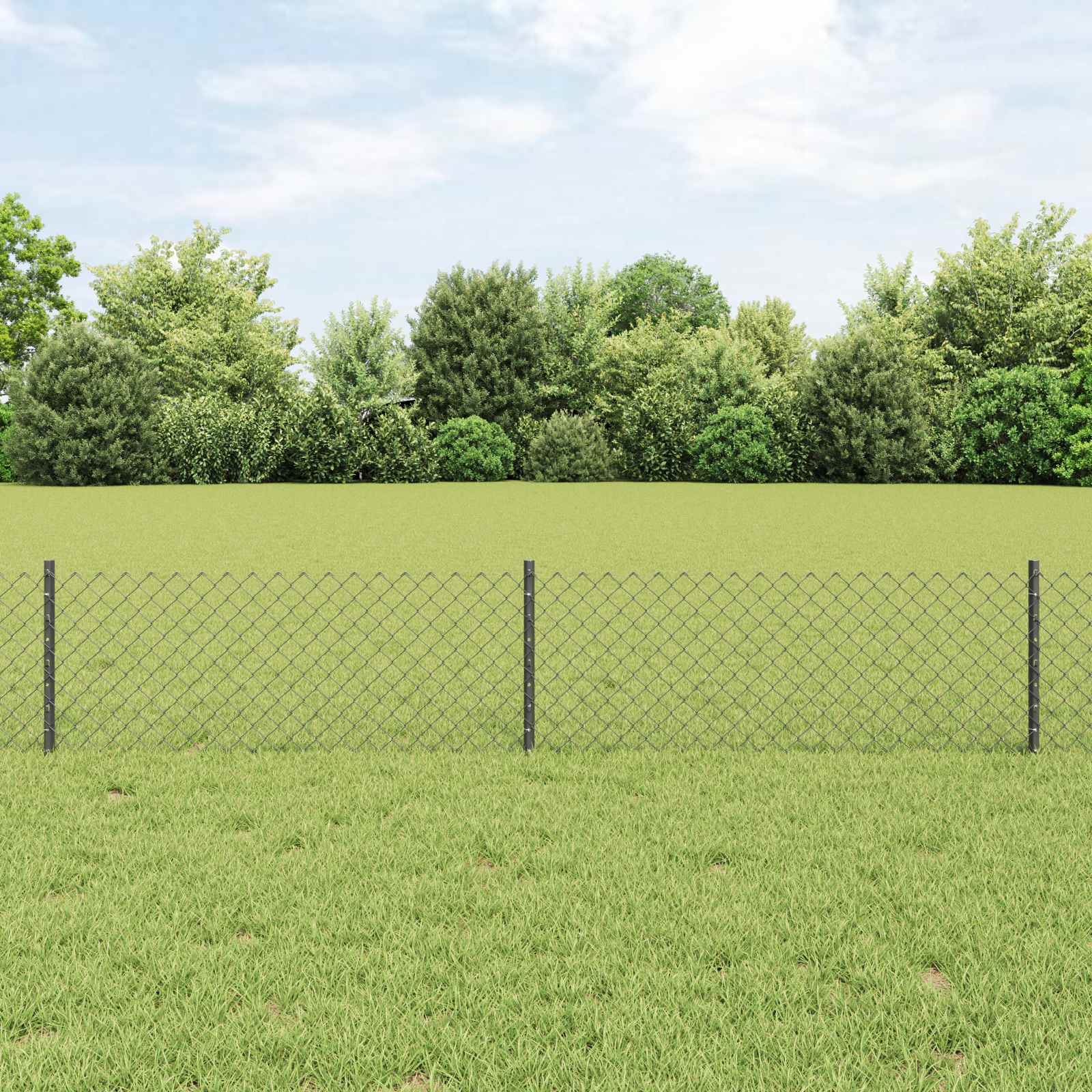 Vidaxl hek met paal grijs 0,4 x 10 m staal en pvc