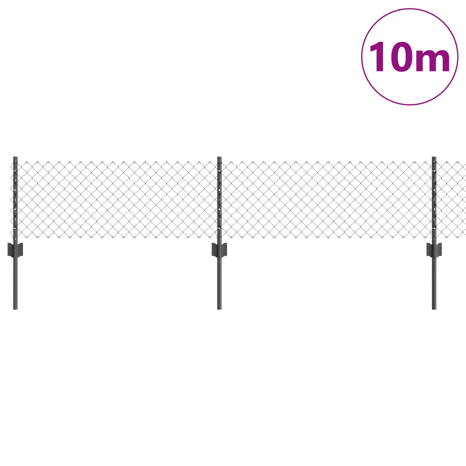 Vidaxl hek met paal grijs 0,4 x 10 m staal en pvc