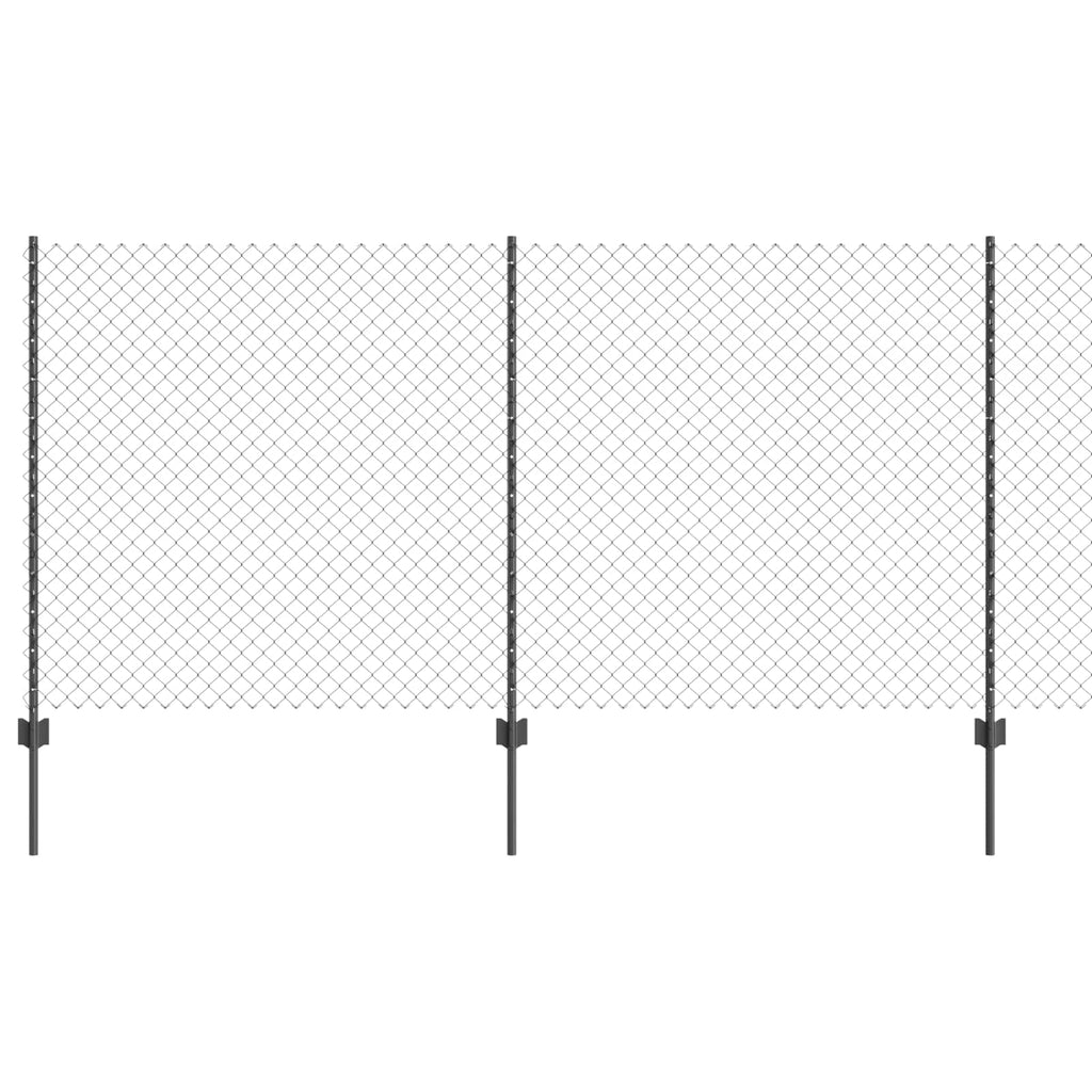 Vidaxl hek met paal grijs 1,2 x 10 m staal en pvc
