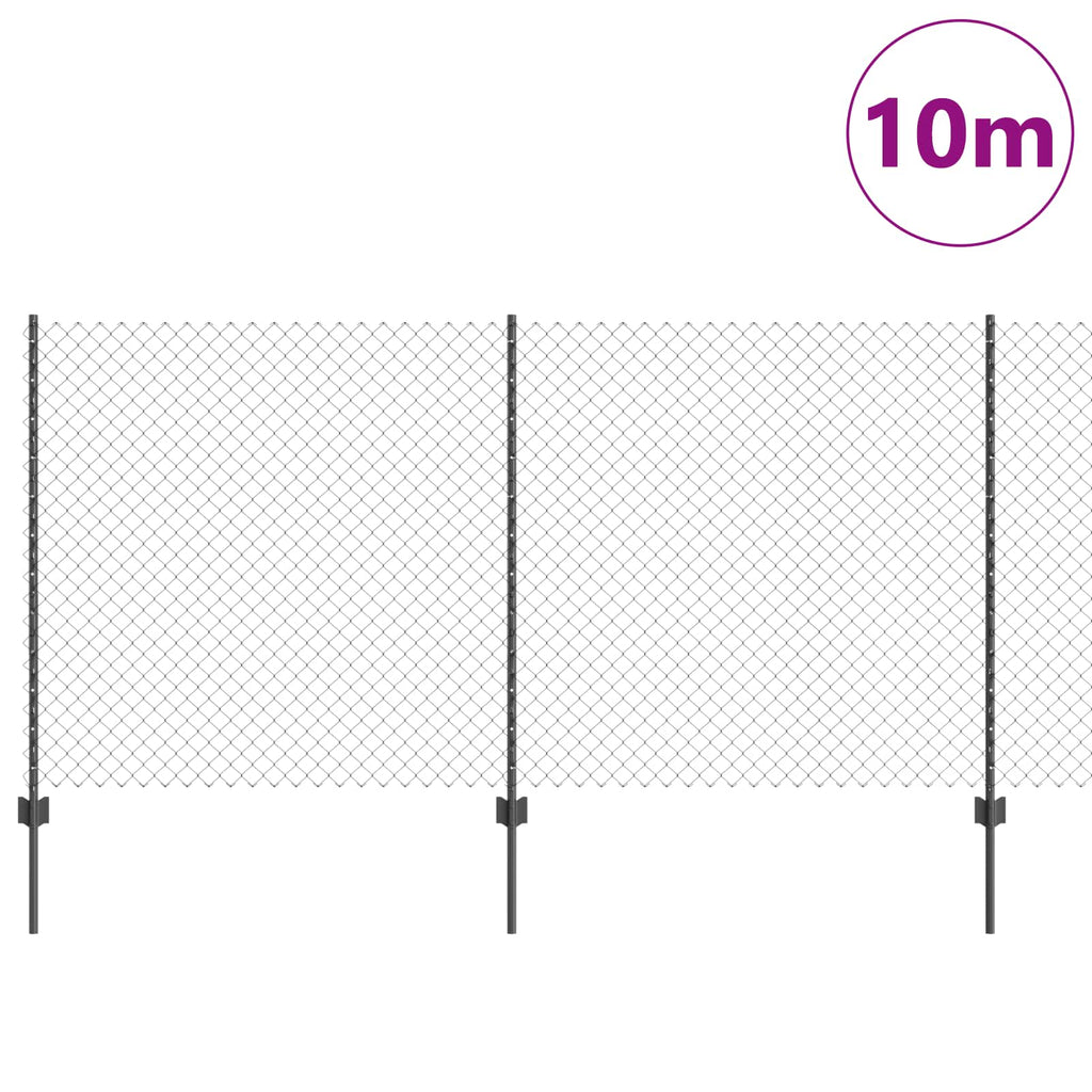 Vidaxl hek met paal grijs 1,2 x 10 m staal en pvc