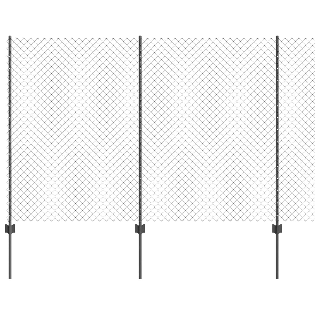 Vidaxl hek met paal grijs 1,5 x 10 m staal en pvc