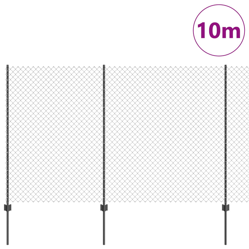 Vidaxl hek met paal grijs 1,5 x 10 m staal en pvc