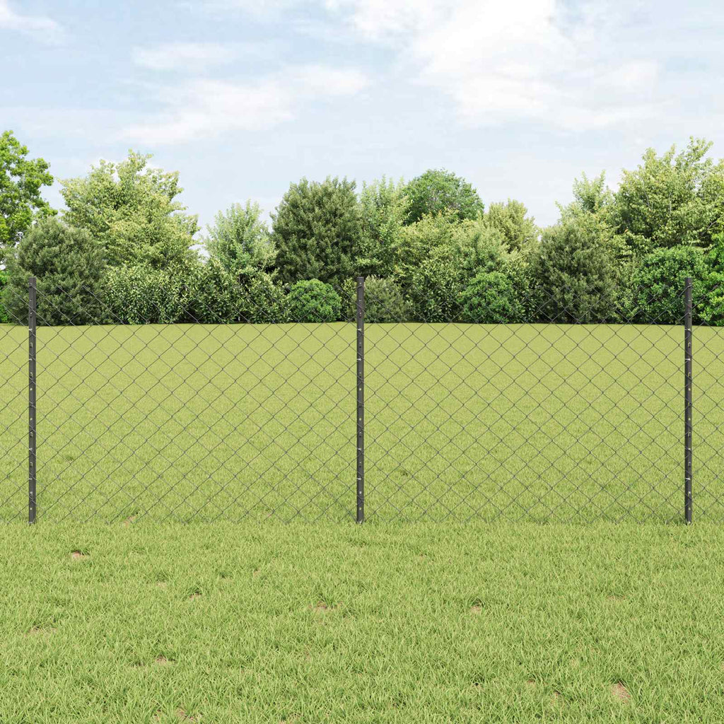 Vidaxl hek met paal grijs 0,8 x 10 m staal en pvc
