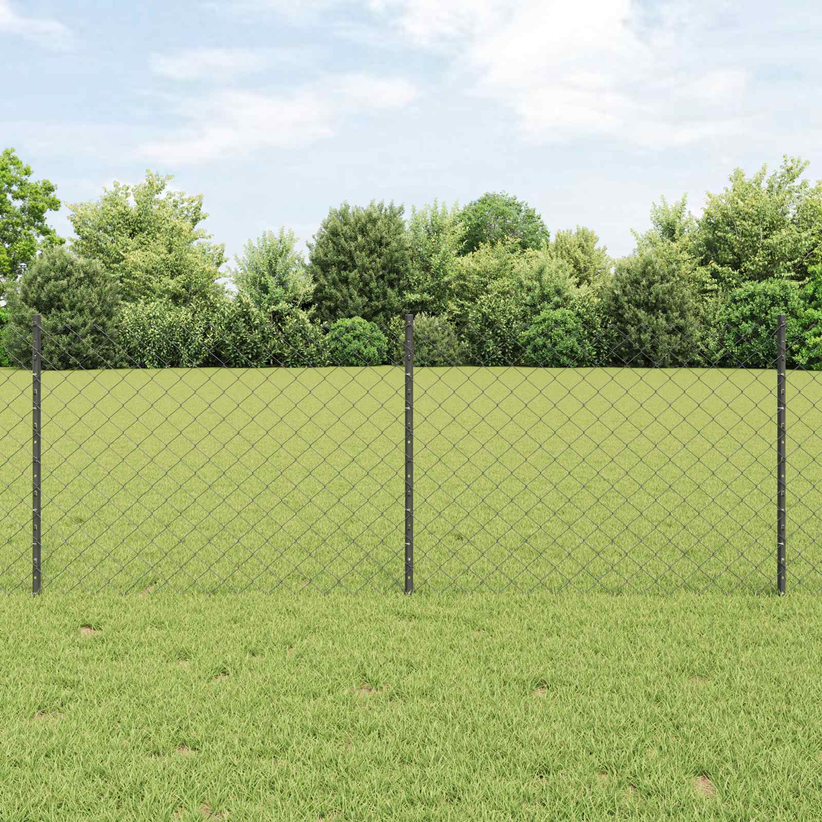 Vidaxl hek met paal grijs 0,8 x 10 m staal en pvc