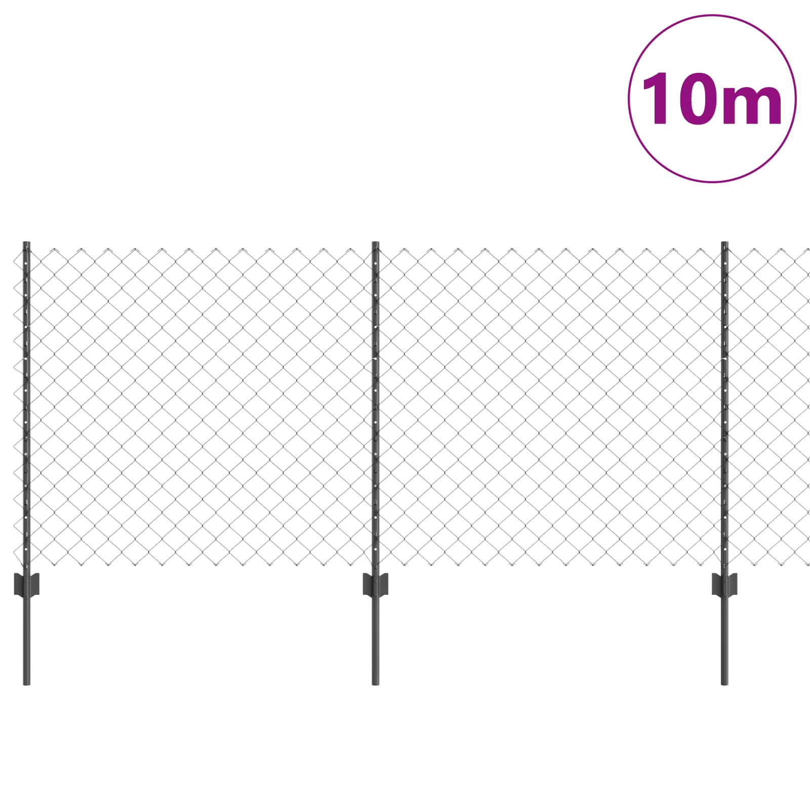 Vidaxl hek met paal grijs 1 x 10 m staal en pvc