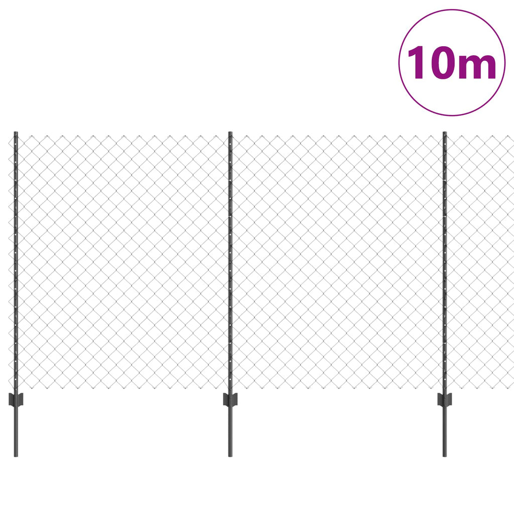 Vidaxl hek met paal grijs 1,4 x 10 m staal en pvc