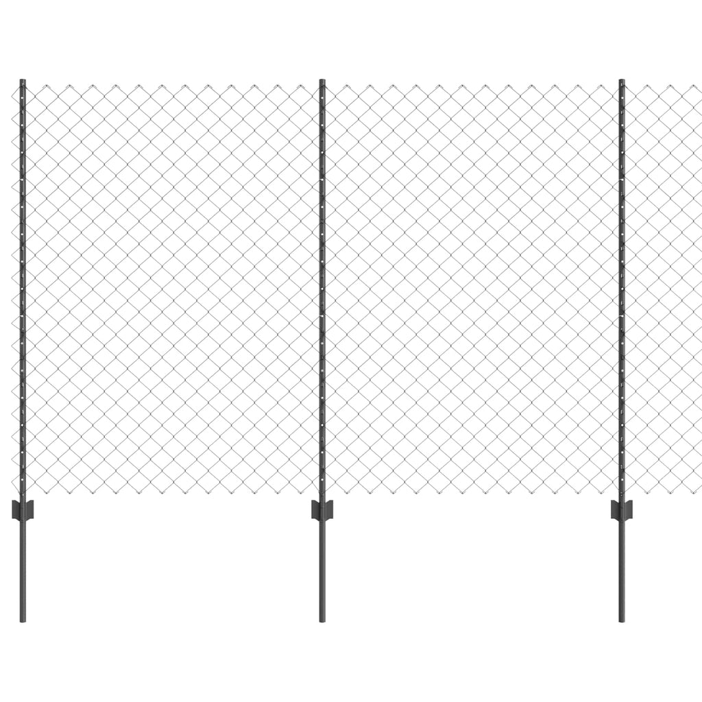 Vidaxl hek met paal grijs 1,5 x 10 m staal en pvc