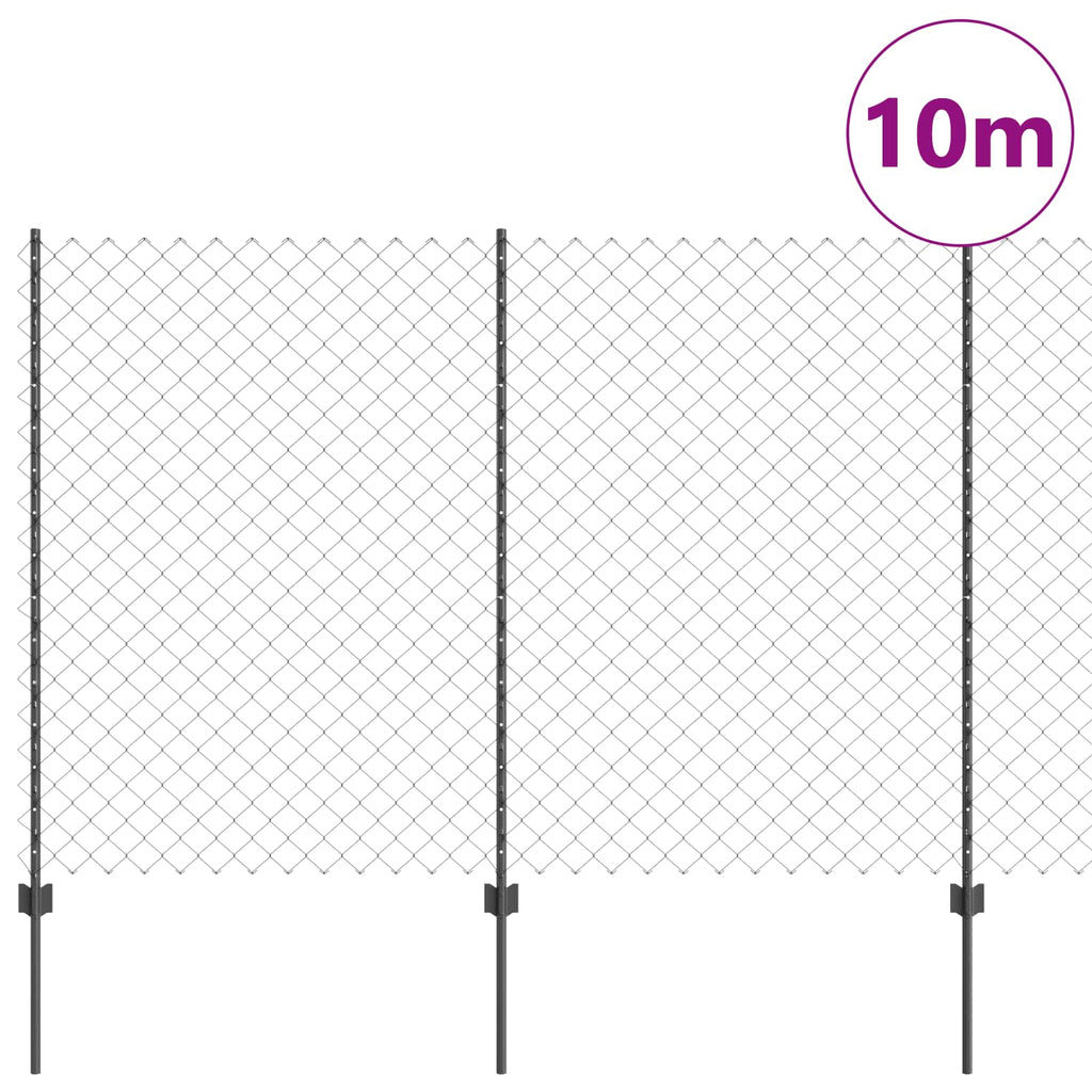Vidaxl hek met paal grijs 1,6 x 10 m staal en pvc