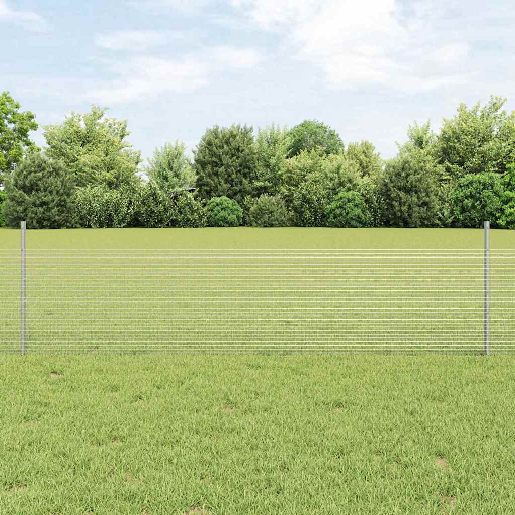 Vidaxl hek met paal zilver 0,5 x 10 m staal