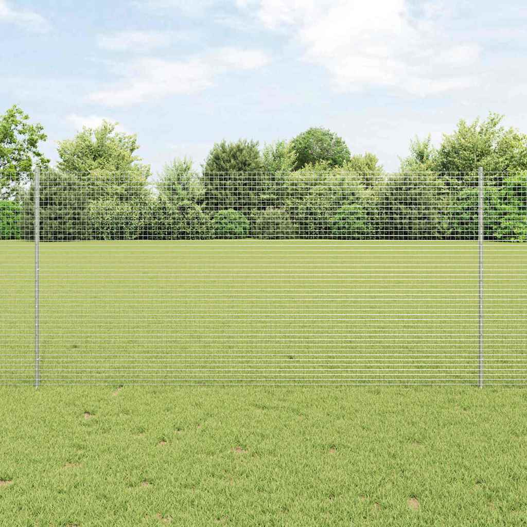 Vidaxl hek met paal zilver 1,2 x 25 m staal