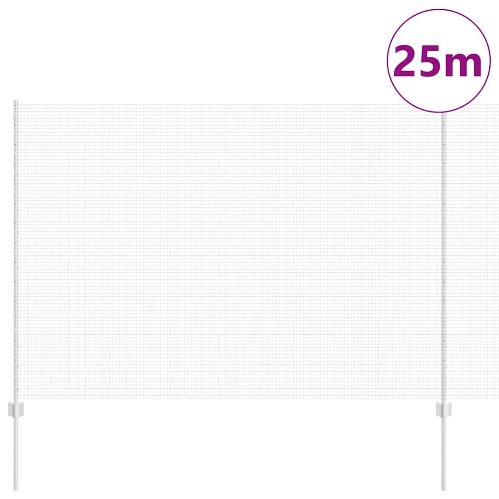 Vidaxl hek met paal zilver 1,5 x 25 m staal