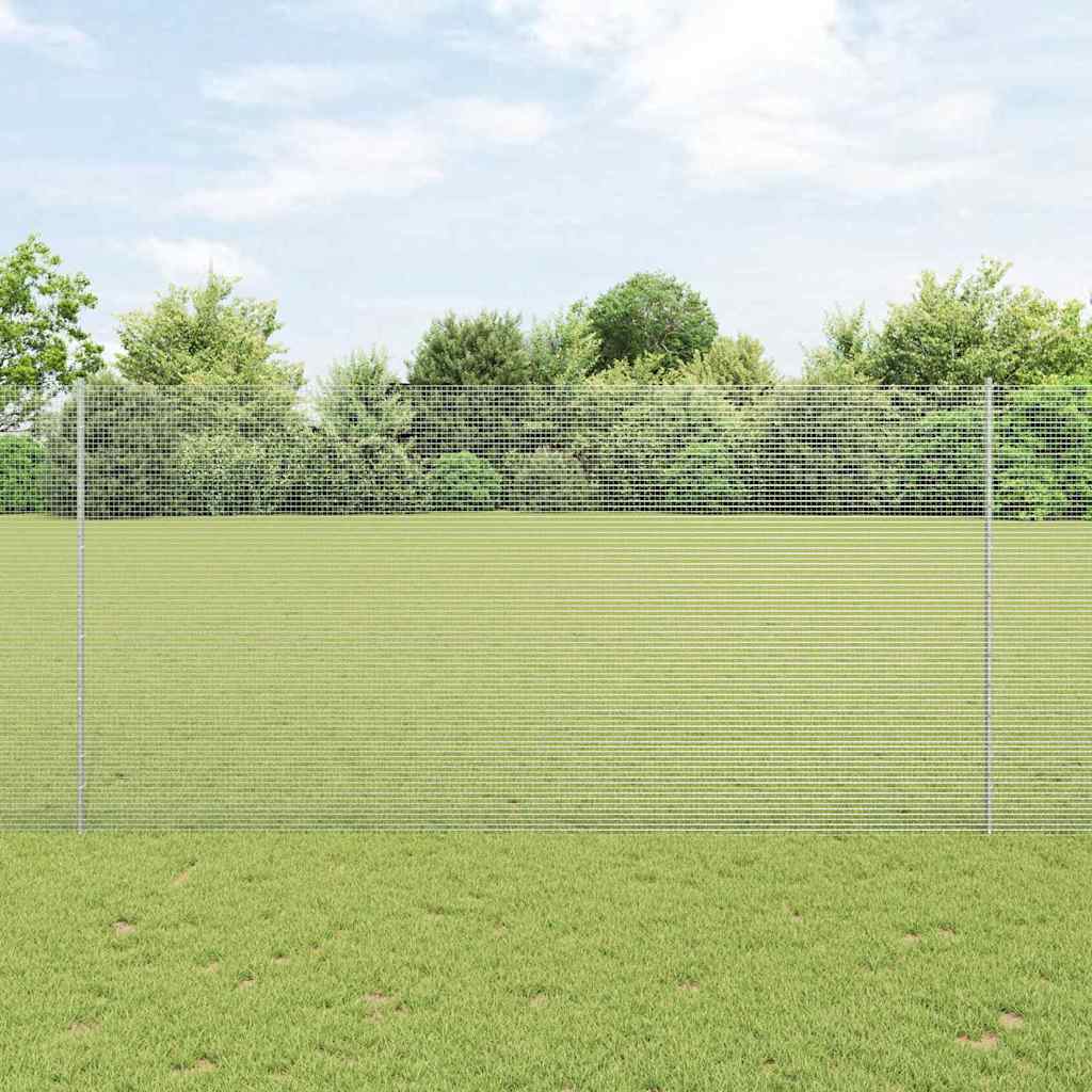 Vidaxl hek met paal zilver 1,6 x 25 m staal