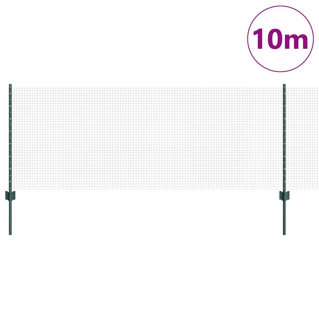 Vidaxl hek met paal groen 0,8 x 10 m staal en pvc