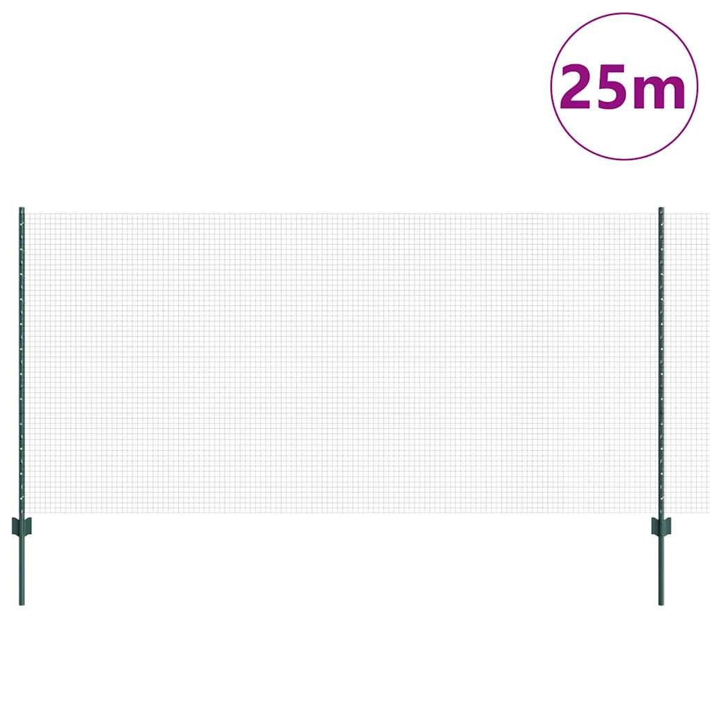 Vidaxl hek met paal groen 1,2 x 25 m staal en pvc