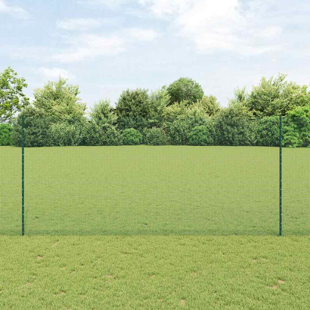 Vidaxl hek met paal groen 1,4 x 25 m staal en pvc
