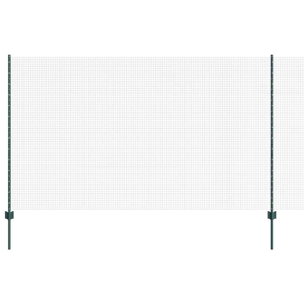 Vidaxl hek met paal groen 1,4 x 25 m staal en pvc