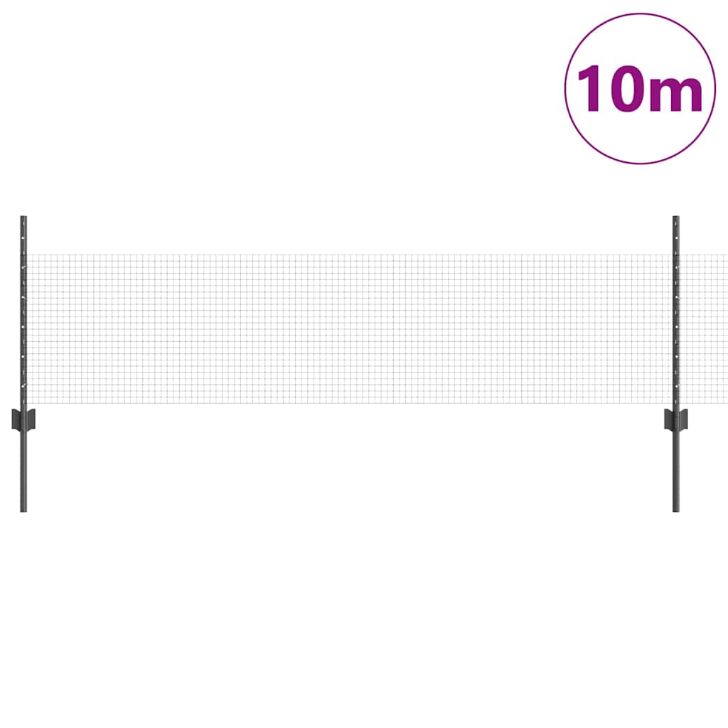 Vidaxl hek met paal grijs 0,5 x 10 m staal