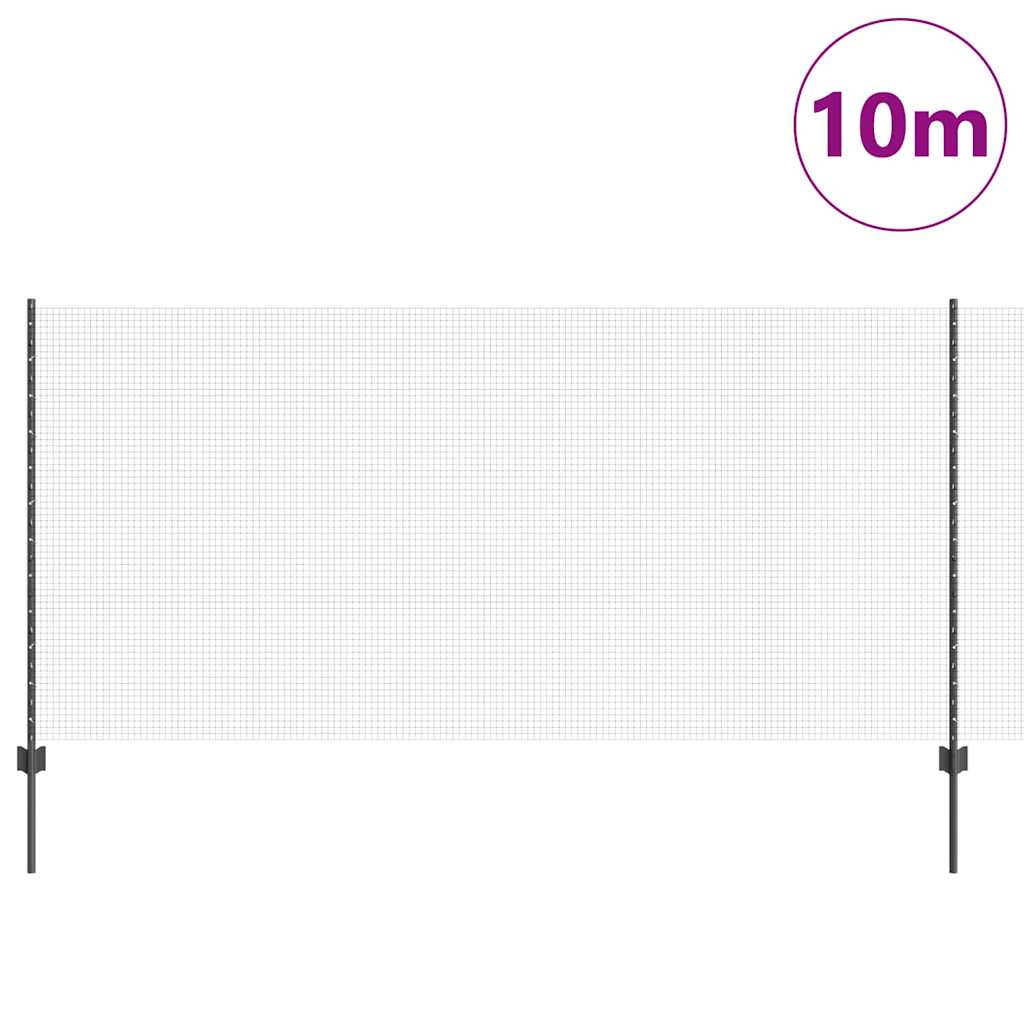 Vidaxl hek met paal grijs 1,2 x 10 m staal en pvc
